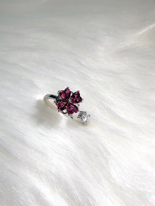 Garnet Clover Spinning Ring