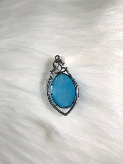 Aquamarine Cabochon Pendant (Deep Blue)